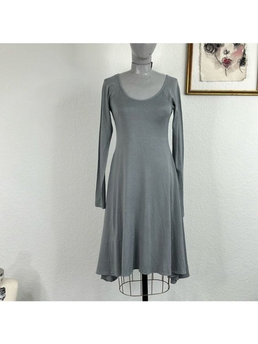 Petit Bateau Scoop Neck Long Sleeve A Line Dress